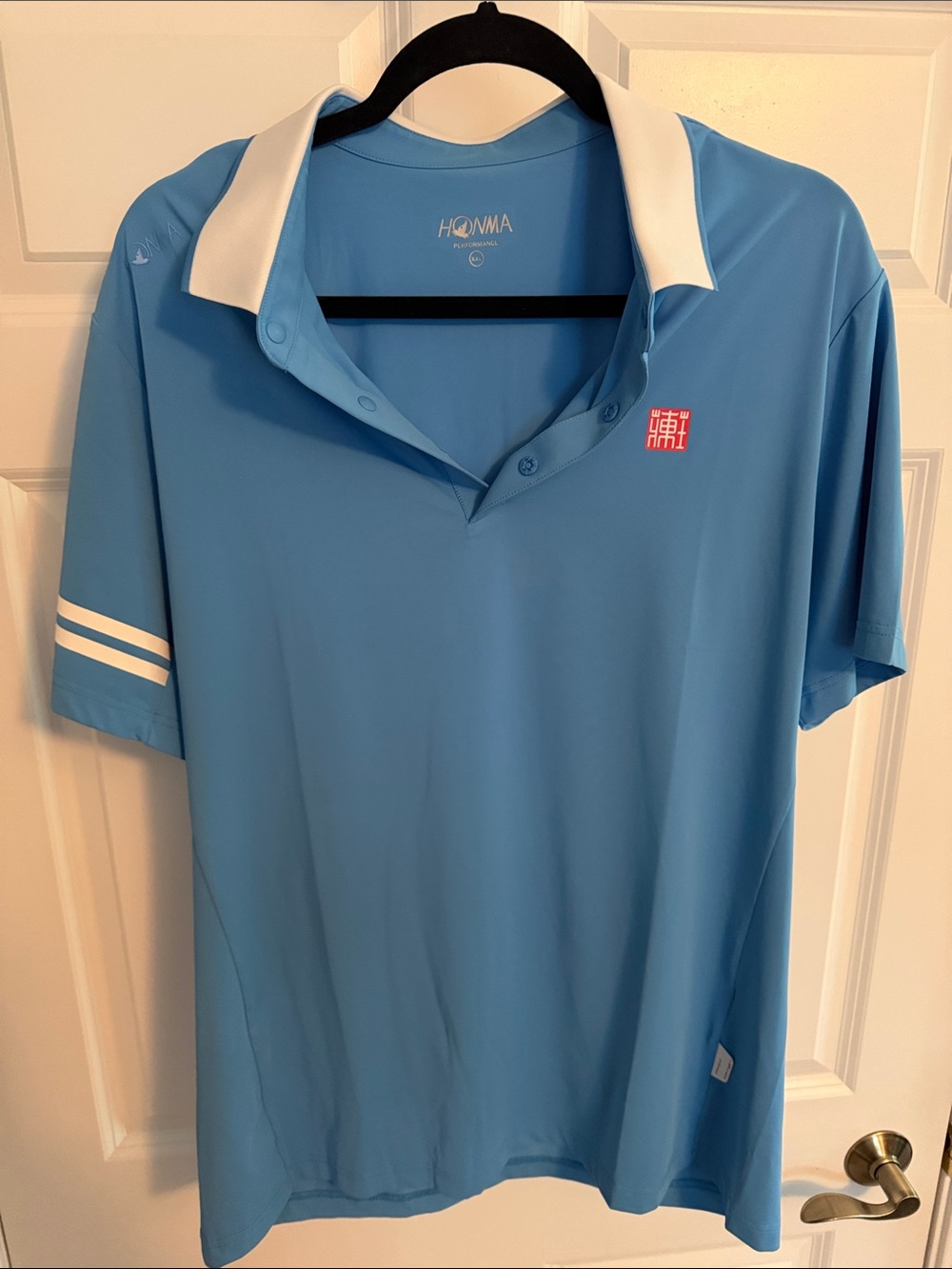 Men's Sky Blue Polo with White Contrast Collar